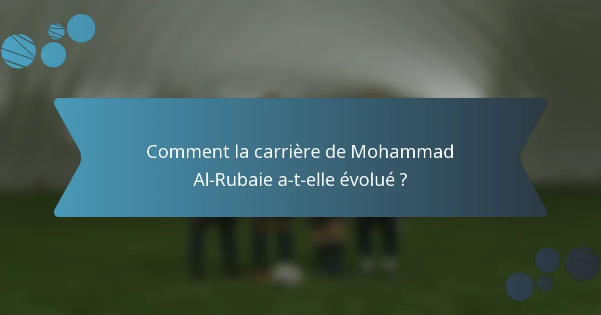Comment la carrière de Mohammad Al-Rubaie a-t-elle évolué ?