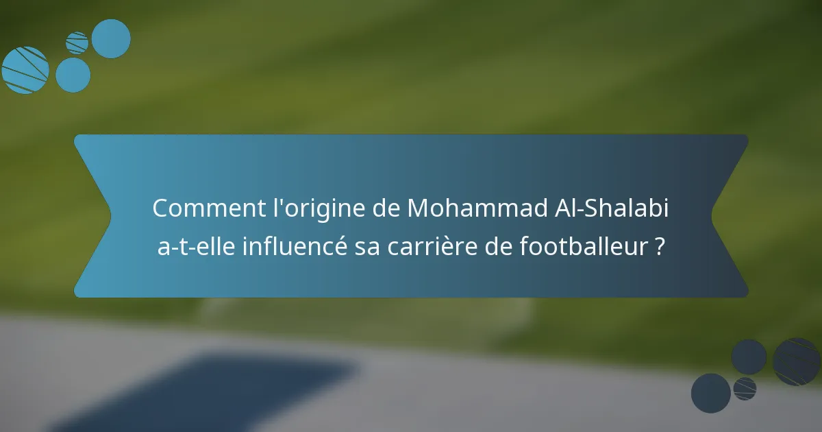 Comment l'origine de Mohammad Al-Shalabi a-t-elle influencé sa carrière de footballeur ?