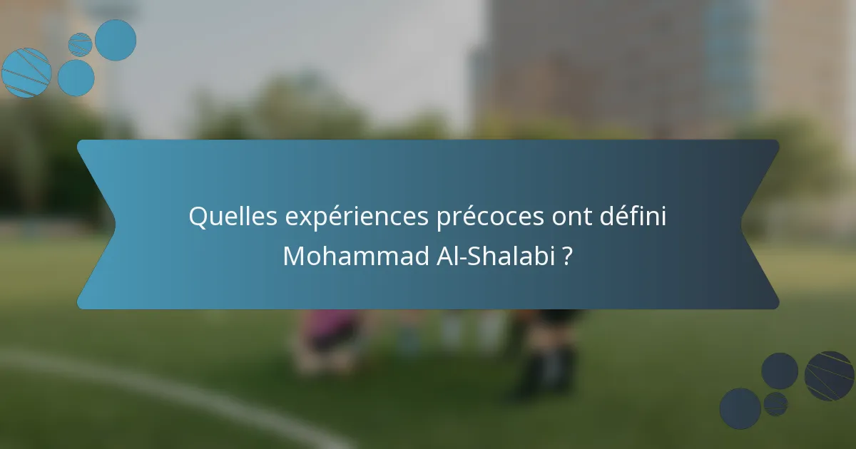 Quelles expériences précoces ont défini Mohammad Al-Shalabi ?