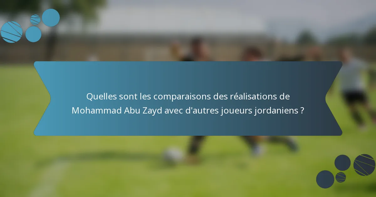 Quelles sont les comparaisons des réalisations de Mohammad Abu Zayd avec d'autres joueurs jordaniens ?