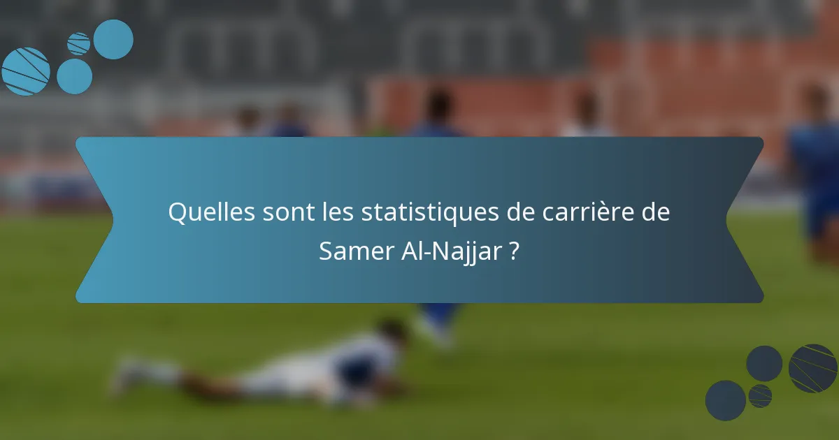 Quelles sont les statistiques de carrière de Samer Al-Najjar ?