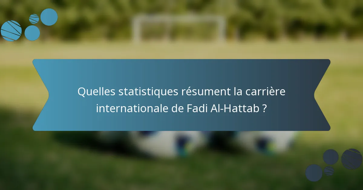 Quelles statistiques résument la carrière internationale de Fadi Al-Hattab ?